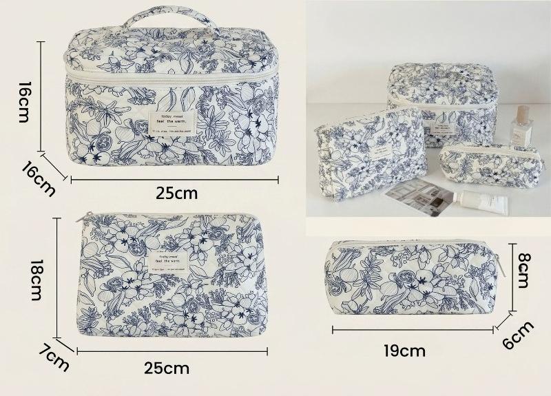 Large Capacity Travel Cosmetic Bag Portable Polyester Cotton Toiletry Bag Multifunctional Storage Pouch for Makeup Toiletries Business Trip