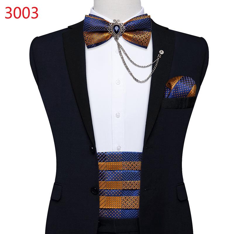 Buy DiBanGu Black Floral Silk Wedding Men's Cummerbunds Bow Tie Brooch Set Tuxedo Formal Wide