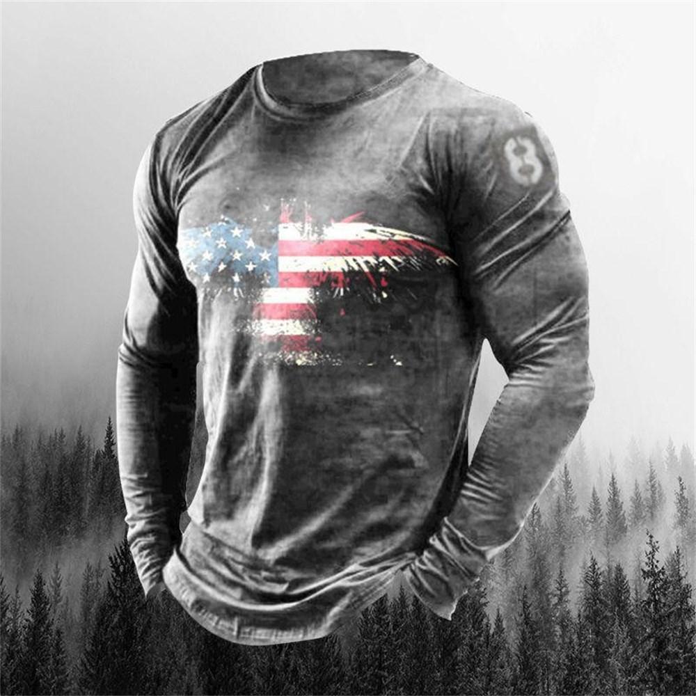 3D Printing Men's Round Neck Long Sleeves Street Trend Hip-hop Oversized Punk T-shirt Pullover Vintage Skull T-shirt