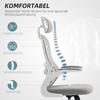Ergonomic Office Chair, Mesh Backrest, Height Adjustable, Foldable Armrests, 5 Casters, Grey