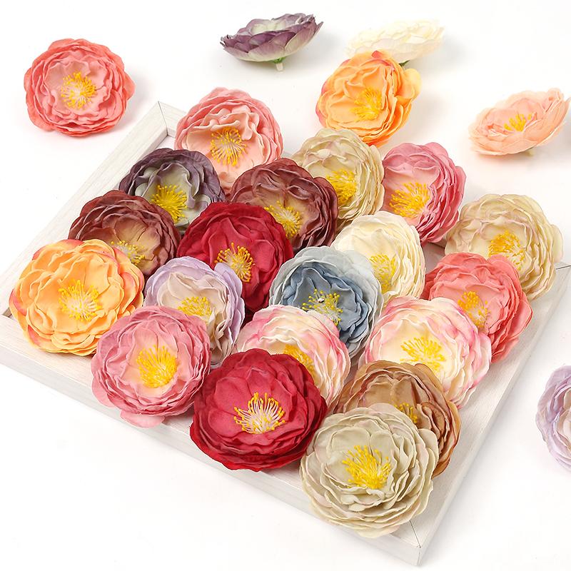 

10/20Pcs Artificial Peony Flowers Head Fake Flower Heads Roses DIY Wreath Supplies Wedding Party Decoration Handmade Accessories 10PCS