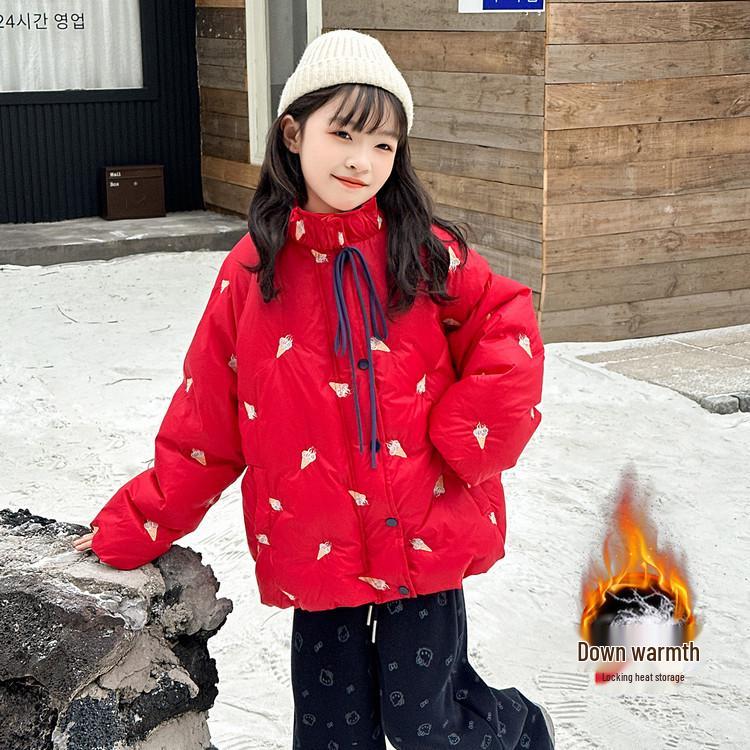 Girls' 2025 Korean-Style Thick Down Jacket - Stylish Autumn/Winter Outerwear