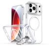 The new model is suitable for iPhone17Pro Max mobile phone case, Apple 16Pro bright color transparent magnetic bracket protective case.