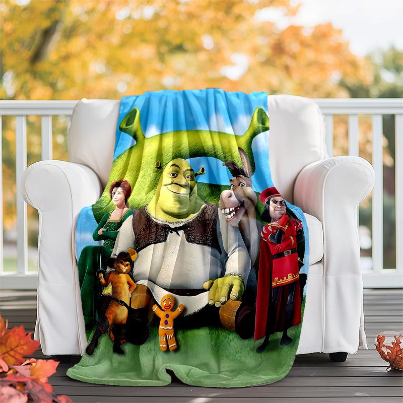 1pc Shrek2 Theme Blanket - Digital Print, Polyester, Cozy for All Seasons, Perfect for Outdoor, Camping, and Travel