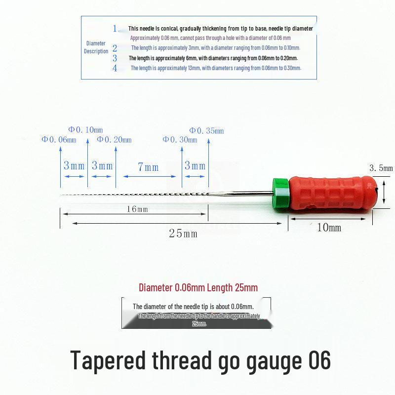 Threaded 0.05mm Ultra-Fine Steel Nozzle Cleaning Needle for Go-No-Go Gauge Valve