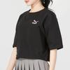 PUMA Logo Print Round Neck Short Sleeve T-Shirt Women Tops Black 623253-01