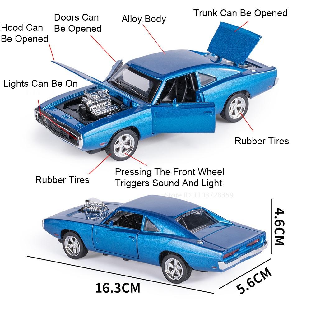 1:32 Eldorado Biarritz Charger 1970 Car Toy Models Alloy Diecast Vehicle Toys Sound Light Doors Opened Pull Back for Kid Gifts