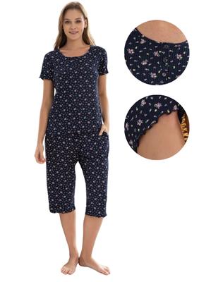 Women's Pajamas L Viscose Short Sleeve Pants 3/4 Soft Nice Delicate