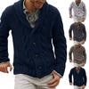 Men Sweatercoat Vintage Style Single-breasted Solid Color V-neck Thread Knitting Male Coat for Office