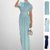 Elegantes Damen Wickelkleid mit Taille, Falten, Maxilänge 2026, Kurzarm, Rundhalsausschnitt, Figurbetont, Lang