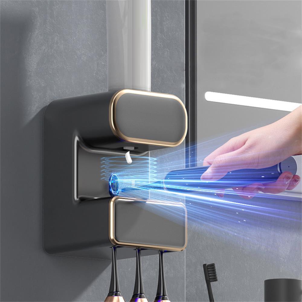 Automatic Sensor Toothpaste Dispenser with 3 Toothpaste Slots Wall Mounted Electric Toothpaste Squeezer for Bathroom Accessories