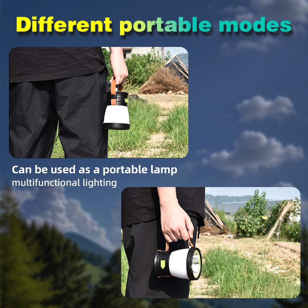 Solar Tent Lantern with Power Bank Function, Long Lasting,COB+LED Dual Light,USB Backup,Perfect for Camping,Hiking,Power Outage
