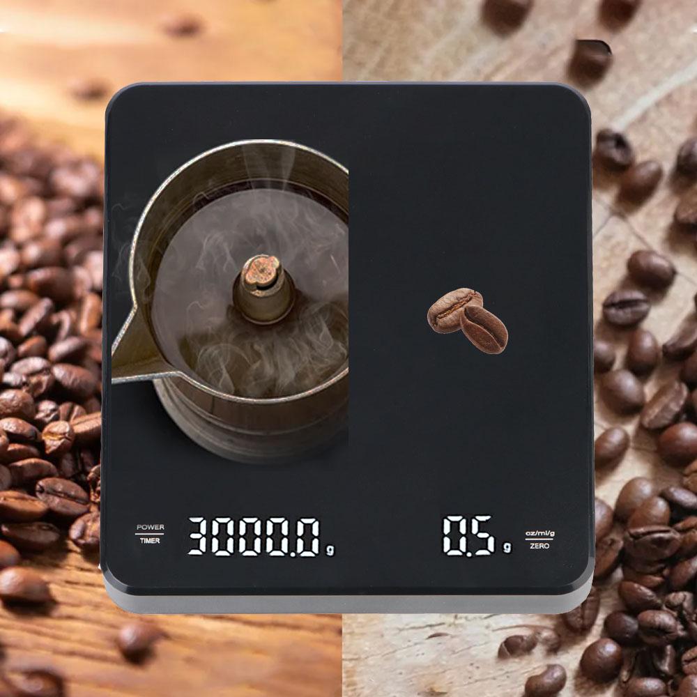 3 kg/0,1 g mit Timing Touch Key Kaffeewaage USB-Aufladung Digitalanzeige Elektronische Waage Bäckerei Elektronische Waage