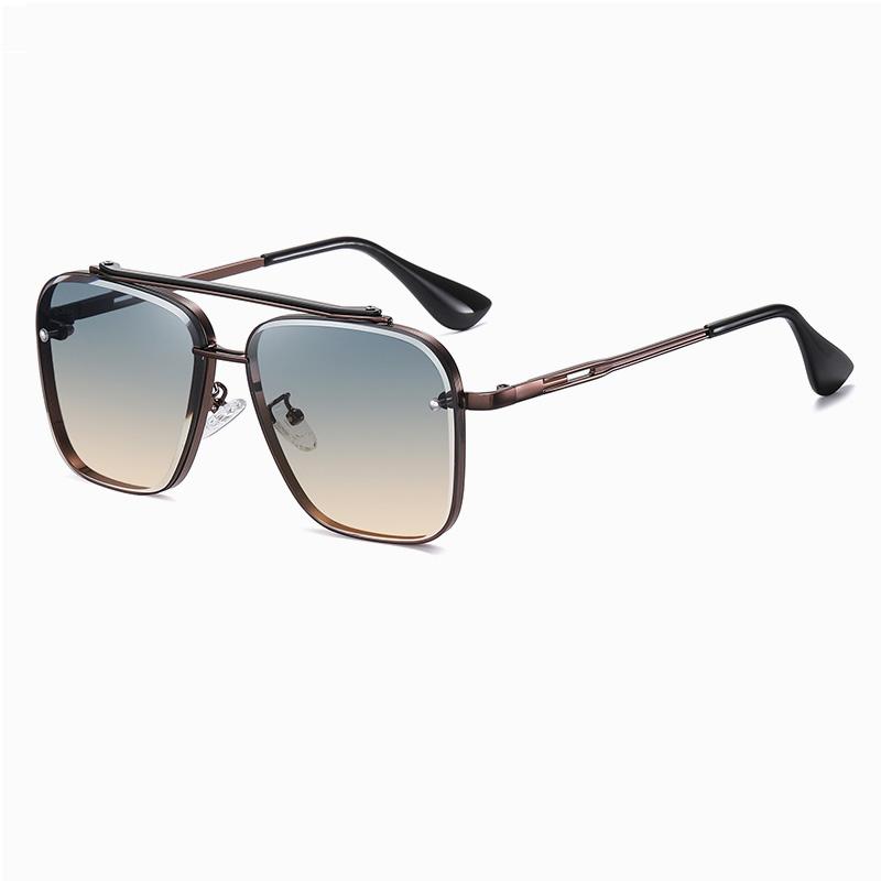 New Gradient Sunglasses For Men Fashion Metal Big Frame Sun Glasses Brand Design Luxury