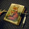 Fox Leather Journal: Large 200 Page Grimoire, Blank Book of Shadows