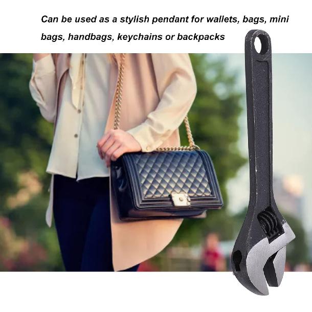 

Qiilu Mini Size Spanner Nut Wrench Tool, Keychain Wrench Steel Galvanized Adjustable Portable Professional High Hardness Mini Spanner for Industrial 2.5 inch black
