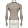Herbst und Winter Damen Basic Wild V-Ausschnitt Slim Thin Bottoming Langarm T-Shirt