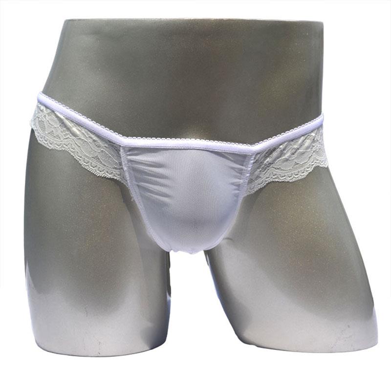 Men's Sexy Underwear Transparent Breathable Mesh Briefs Lace Soft Underpants