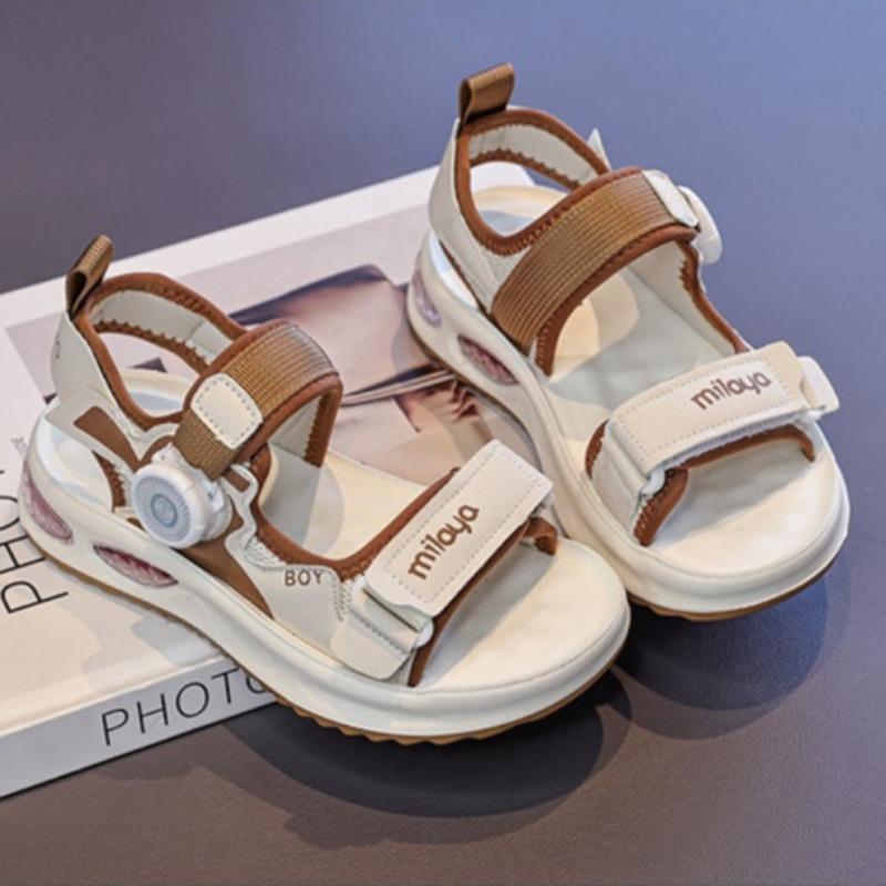 Boys Summer Sandals Non Slip Breathable Soft Sole Sports Sandals Elastic Strap Beach Shoes with Buckle for Kids