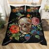 Gothic Sugar Skull Bone Bedding Set Skeleton Hand Comforter Cover Rose Leaves Romantic Flowers Home Textileextile Luxury Gift