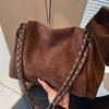 New Suede Autumn and Winter Solid Color Big Bag Women's Trend Underarm Bag Chain Messenger Bag