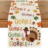 Artoid Mode Gobble Turkey Maple Leaves Thanksgiving Table Runner, Seasonal Fall Harvest Holiday Kitchen Dining Table Decoration for Indoor Outdoor