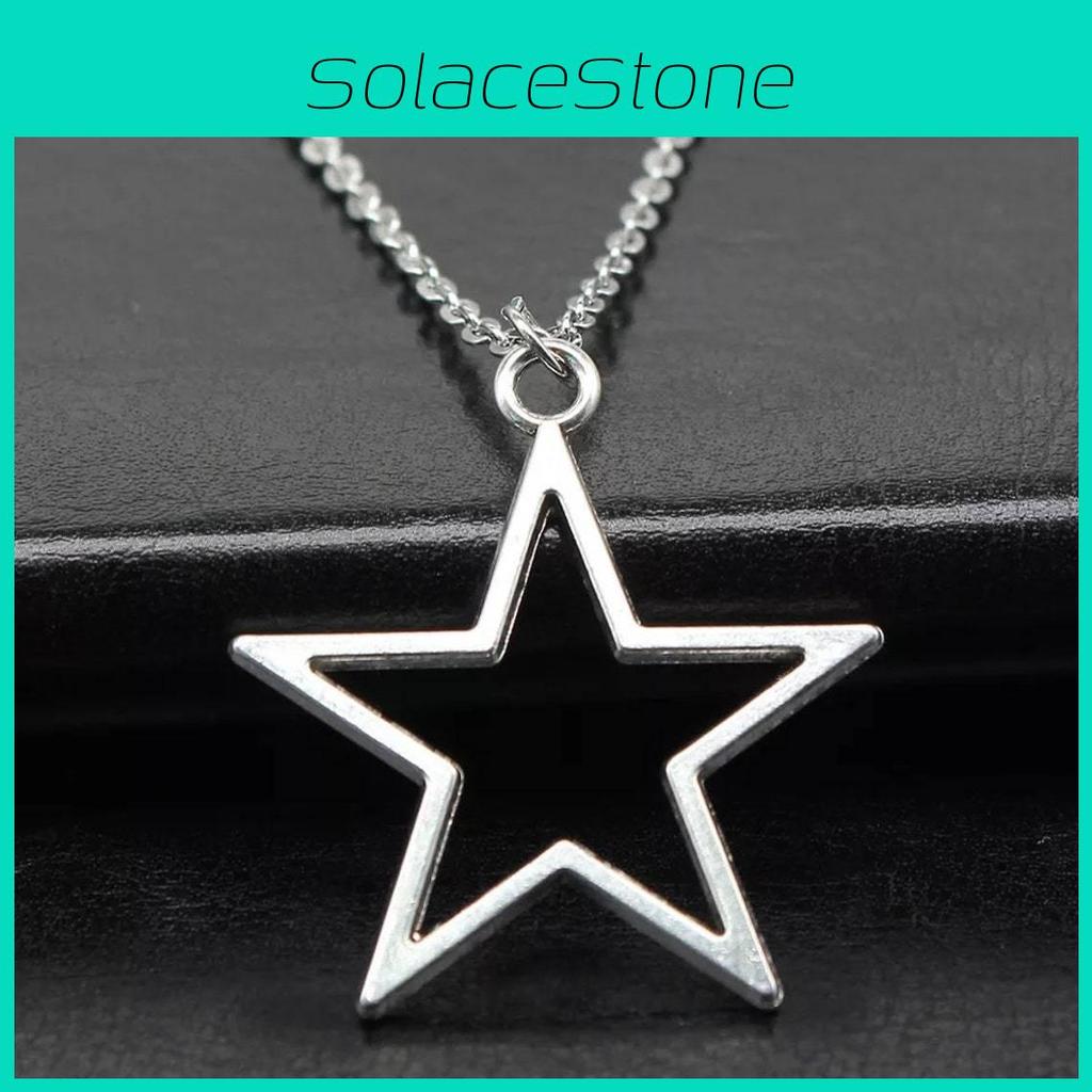 Elegant Minimalist Silver Star Pendant Necklace With Cross Chain Design For Everyday Wear
