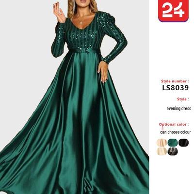  European & American Women's Deep V Evening Gown