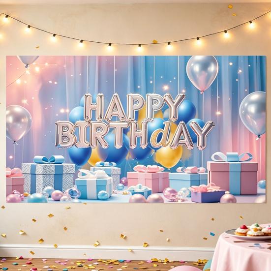 Happy Birthday Banner Hintergrund, Party Foto Hintergrundtuch für Feier, Girlande Flaggen Dekoration für Kinder Frauen, Happy Birthday Zubehör