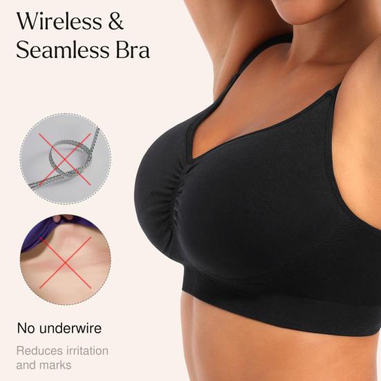 Sports Bras for Women Wireless Soft Workout Bra Full Coverage Push Up