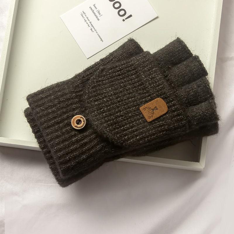 Unisex Winter Jacquard Knit Flip-Top Fingerless Gloves - Thick, Warm & In Stock