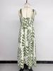 2026 Summer Green Leaf Print Spaghetti Strap Dress: Fresh Seaside Vacation Style