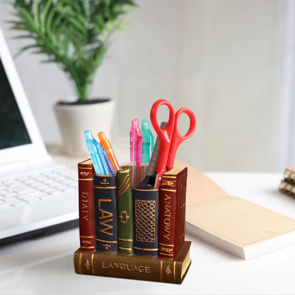 Retro Saxophone Violin Book Decoration Resin Pen Holder Ornaments Table Decoration