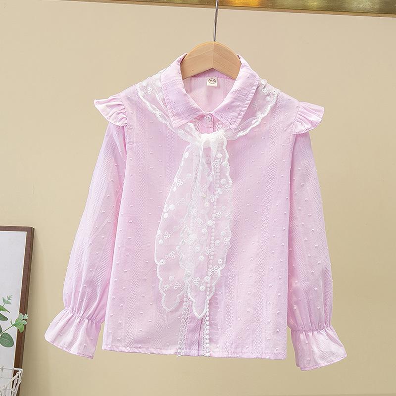 Mädchen-Langarm-Schulhemd aus weißer Baumwolle: Stilvolles, vielseitiges Frühjahrs-/Herbstoberteil