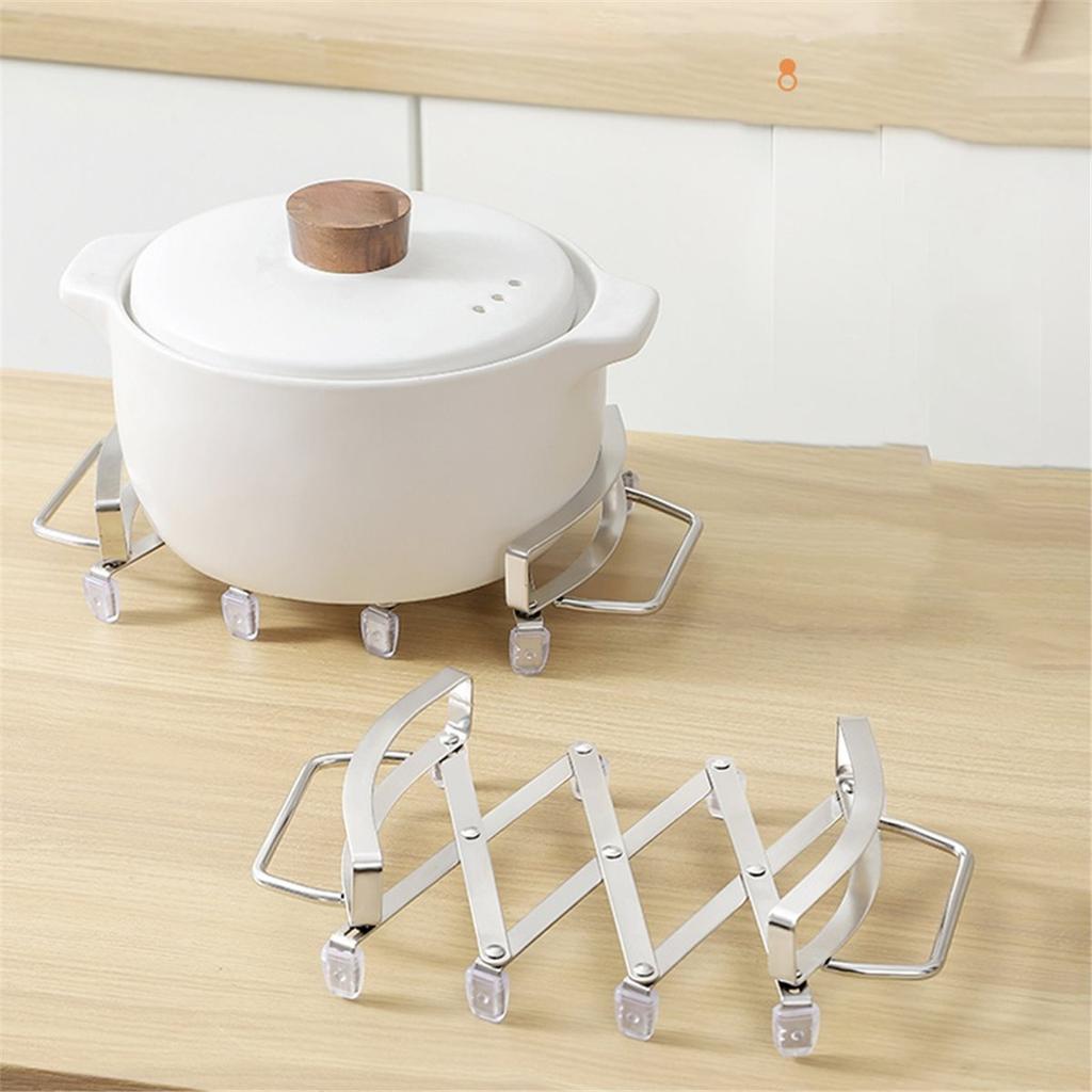 2026 New Stainless Steel Expanding Pot Holder Mat Heat Trivet NonSlip Expanding Design for Multiple Pans Easy Clean