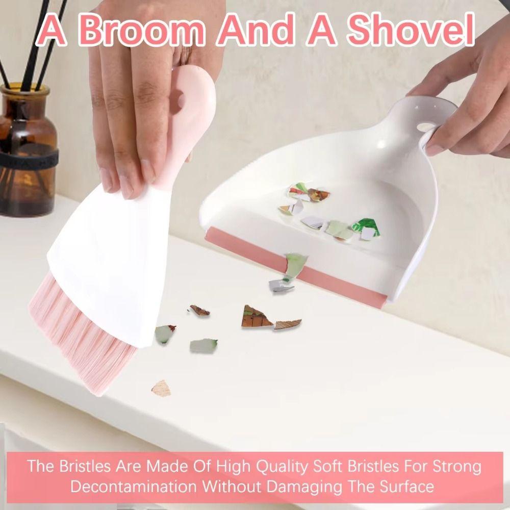 Handheld Mini Dustpan and Brush Set Space-Saving Handheld Sweeping Brush Desktop Cleaning