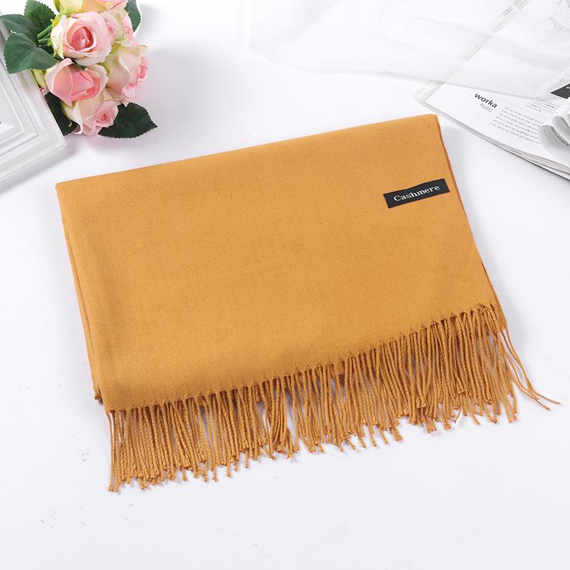 High-End Unisex Winter Red Scarf: Solid Color Imitation Cashmere Shawl & Neck Warmer