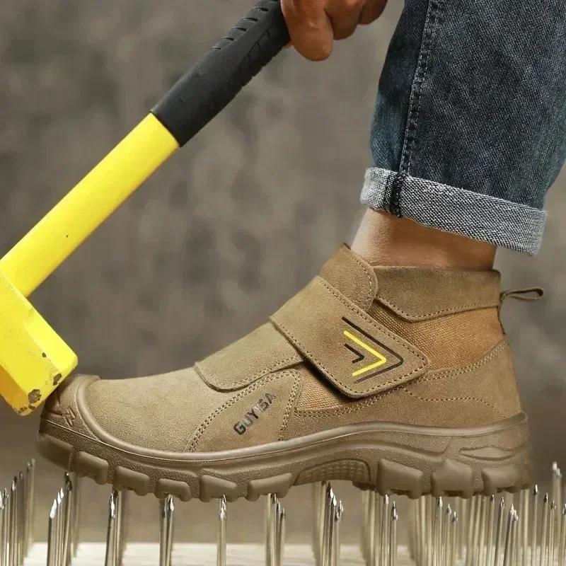 Welding Safety Shoes - Anti-Scald Steel Toe Boots for Men/Women, Anti-Smash & Puncture Proof, Wear-Resistant Suede Work Shoes