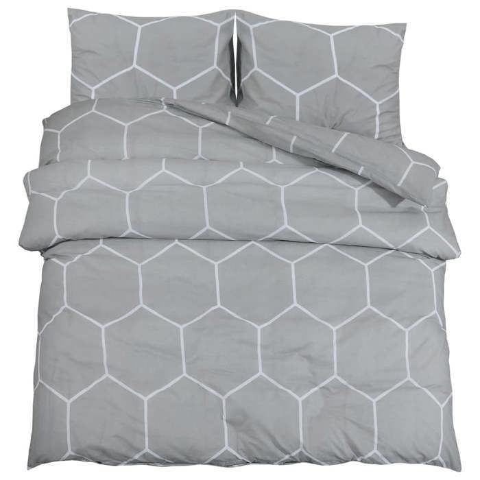 VidaXL Ensemble de housse de couette Gris 200x200 cm Coton 136451