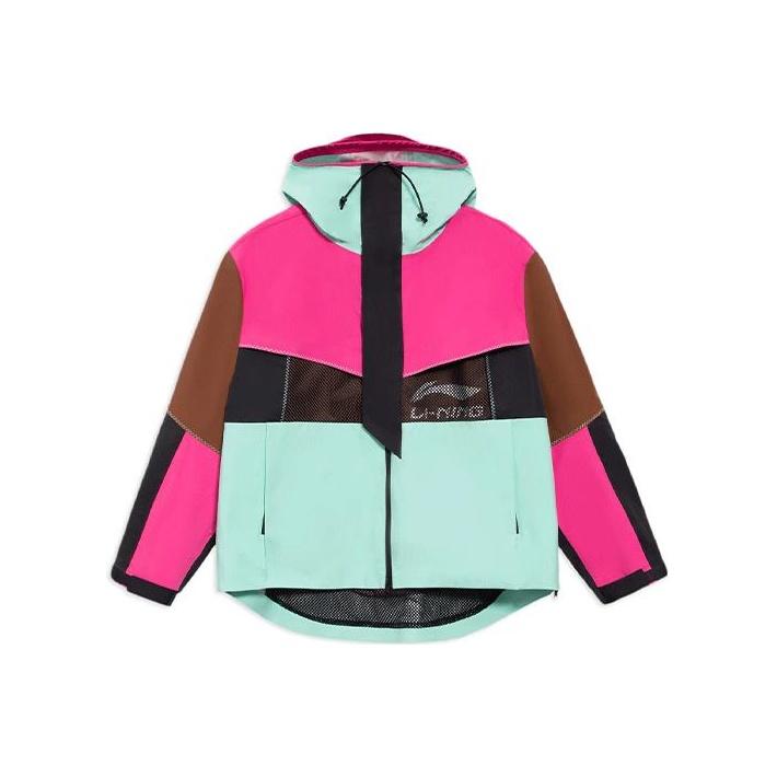 Li Ning Bluza z kapturem sportowa oversize w bloki kolorów męska Różowa AFDS249-1