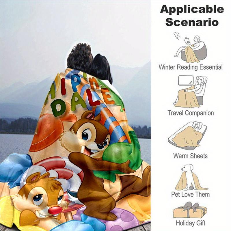 1pc. Cartoon Chip 'n' Dale Blanket, Seasonal Universal, Home Decoration, Throw Blanket, Soft Flannel Throw Blanket, Versatile & Cozy for Bed