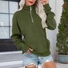 Women's Loose Fit Zip Up Sweatshirt Color Round Neck Long Sleeve Top