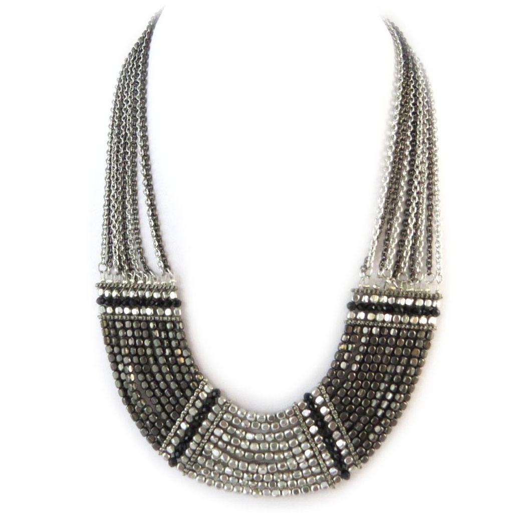 Les Trésors De Lily [N8143] - Silver Gray 'Cléopatra' Designer Necklace