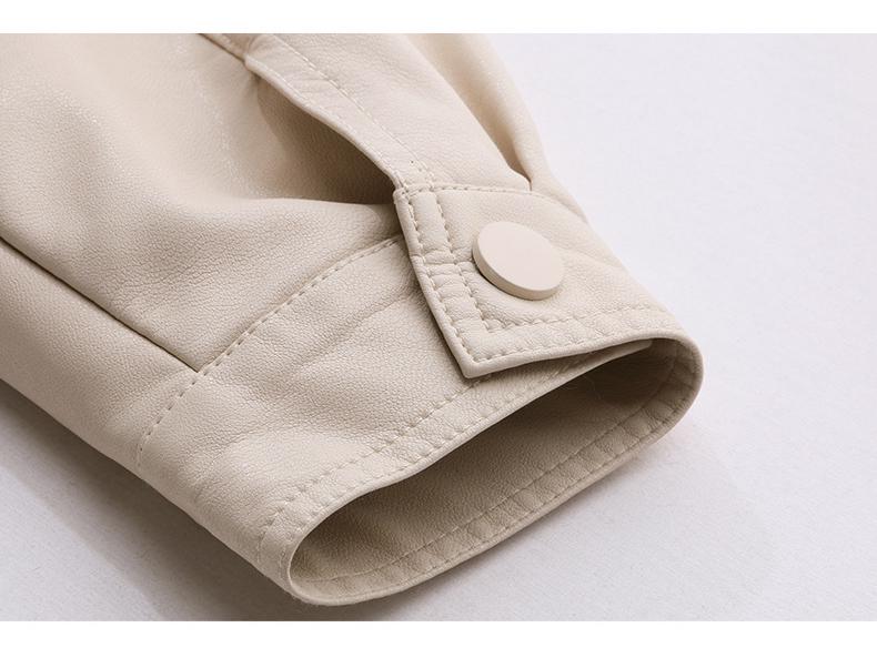 Women's Stand Collar Leather Jacket - Spring 2025 Collection, Small Size, High-End Versatile Design (Z88975)