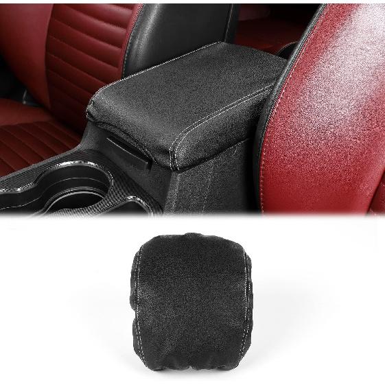 Voodonala for Challenger Center Console Cover Armrest Cover Pad for 2009-2014 Dodge Challenger Interior Accessories, Black Fake Leather 1pc Artificial Leather