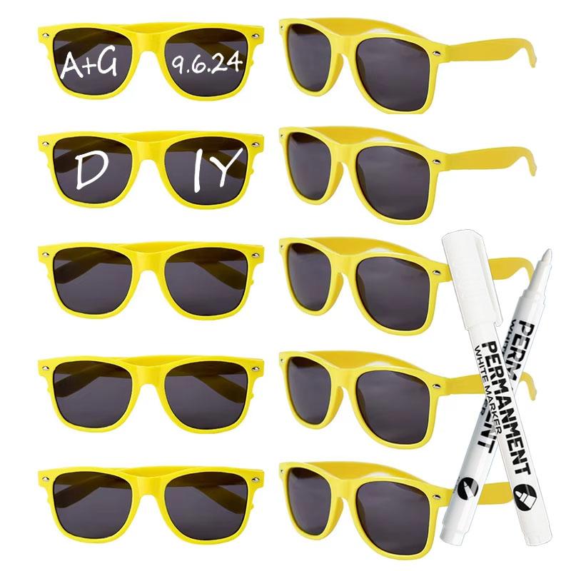 12-100 Pcs Wedding Personalized Sunglasses Bulk Custom Sunglasses with Paint Pens for Adult DIY Birthday Wedding Party Favors 5