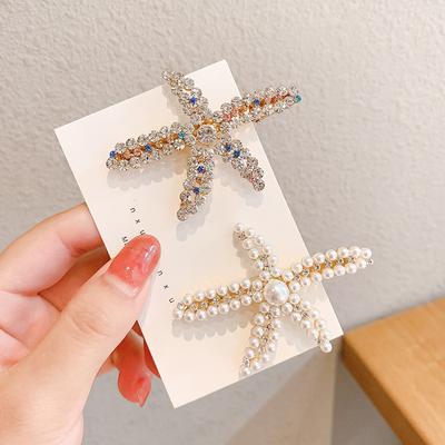 New Fashion Starfish Clip For Women  Trendy Girl Acrylic Pearl Berrettes Geometric Hair Accessories Hairgrip Gift
