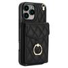For iPhone 16 Pro Case Card Bag Leather+TPU Crossbody Phone Cover with Ring Kickstand
