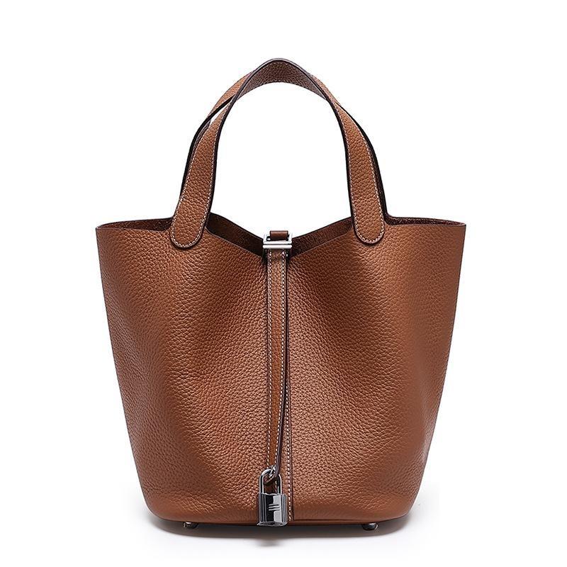 Vegetable Basket Bag Women's High-quality Leather Exquisite Bucket Bag, Niche Large-capacity Women's High-end Handbag