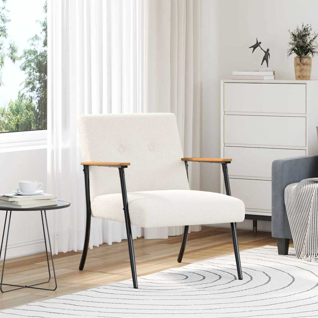 Armchair Cream Textured Wool Like Fabric